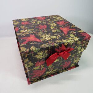 Susan Winget Cardinal Bird Gift Box w magnetic closure in warm red